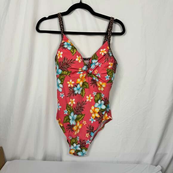 BeachNative Other - BeachNative Women's Plus Size 18W Pink Tropical Floral One Piece Swimsuit with L